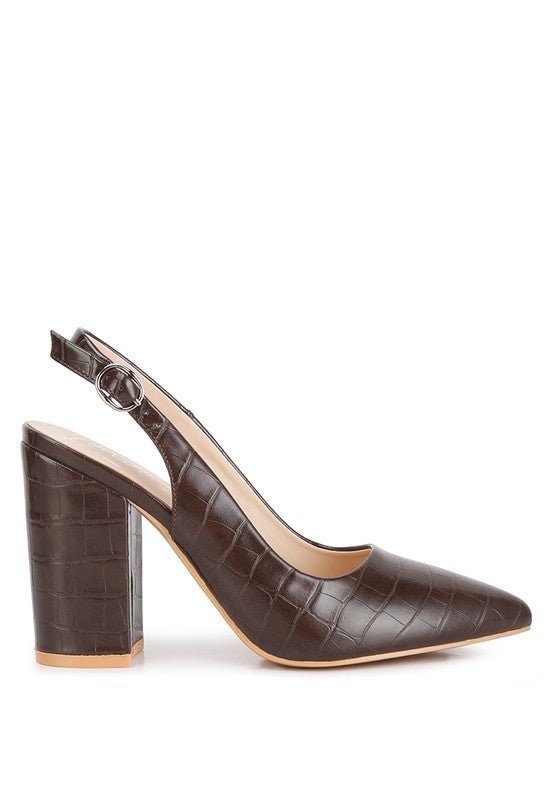 Macha Croctexture Sling Back Heels - Loving It Shop