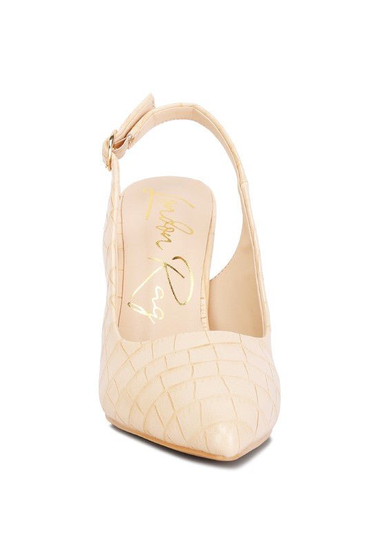 Macha Croctexture Sling Back Heels - Loving It Shop
