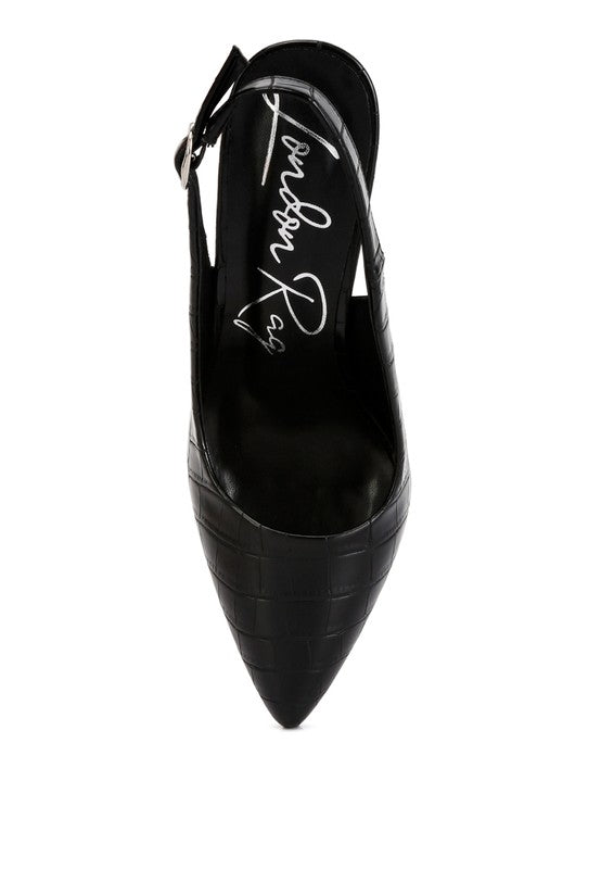 Macha Croctexture Sling Back Heels - Loving It Shop