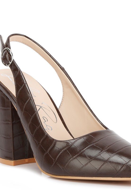 Macha Croctexture Sling Back Heels - Loving It Shop