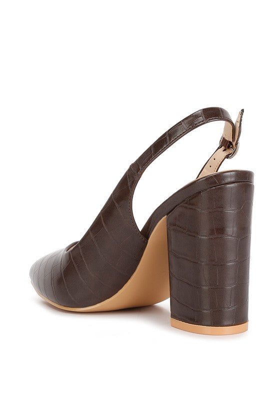 Macha Croctexture Sling Back Heels - Loving It Shop