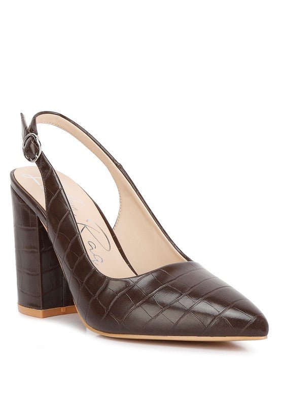 Macha Croctexture Sling Back Heels - Loving It Shop