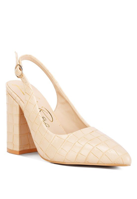 Macha Croctexture Sling Back Heels - Loving It Shop