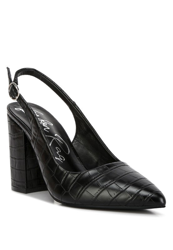Macha Croctexture Sling Back Heels - Loving It Shop