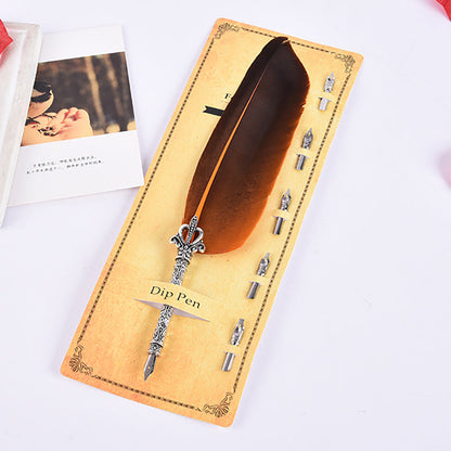 Creative Retro Turkey Feather Pen Teacher&