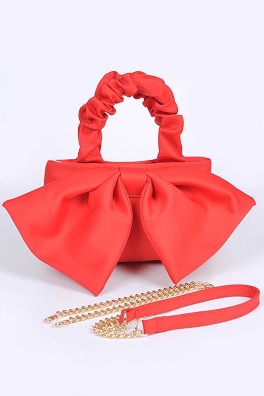 Crinkle Handle Large Bow Tie Clutch Bag