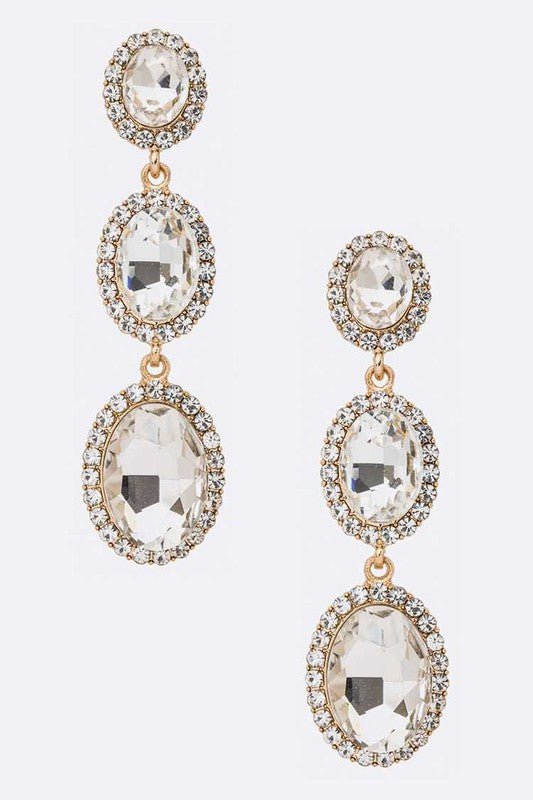 Crystal Oval Drop Statement Earrings - Loving It Shop