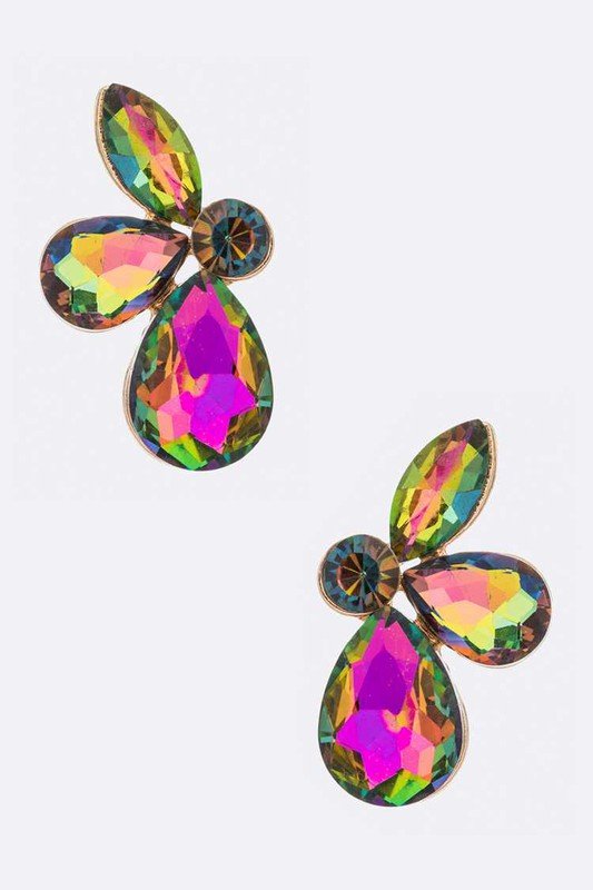 Crystal Flower Statement Earrings - Loving It Shop