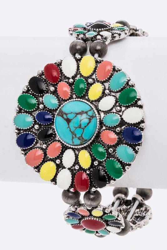 Flower Enamel Western Stretch Bracelet - Loving It Shop