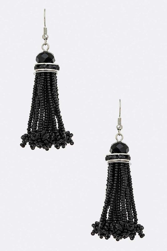 Fringe Beaded Tassel Earrings - Loving It Shop