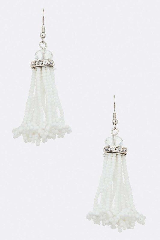 Fringe Beaded Tassel Earrings - Loving It Shop