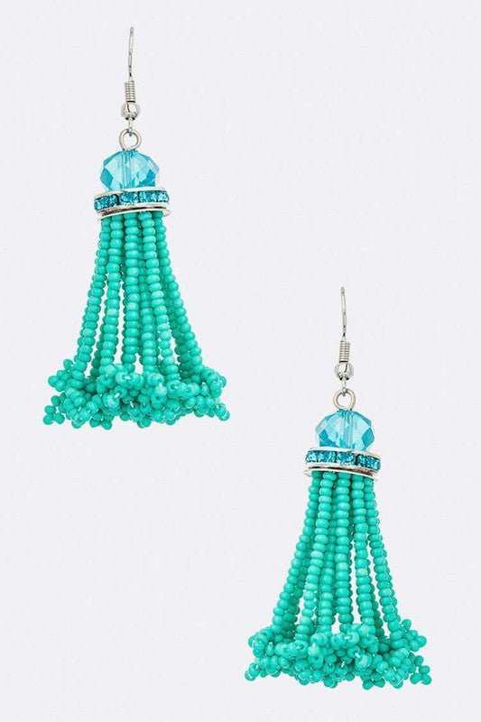 Fringe Beaded Tassel Earrings - Loving It Shop