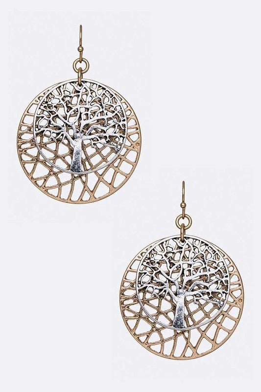 Willow Tree 2 Tone Earrings - Loving It Shop
