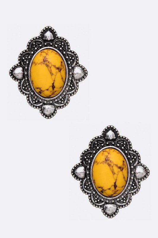 Oval Stone Stud Earrings - Loving It Shop