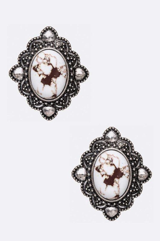 Oval Stone Stud Earrings - Loving It Shop