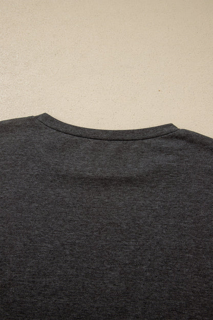 Carbon Grey YEE HAW Boots STATE OF MIND Fringed Sleeve Tee