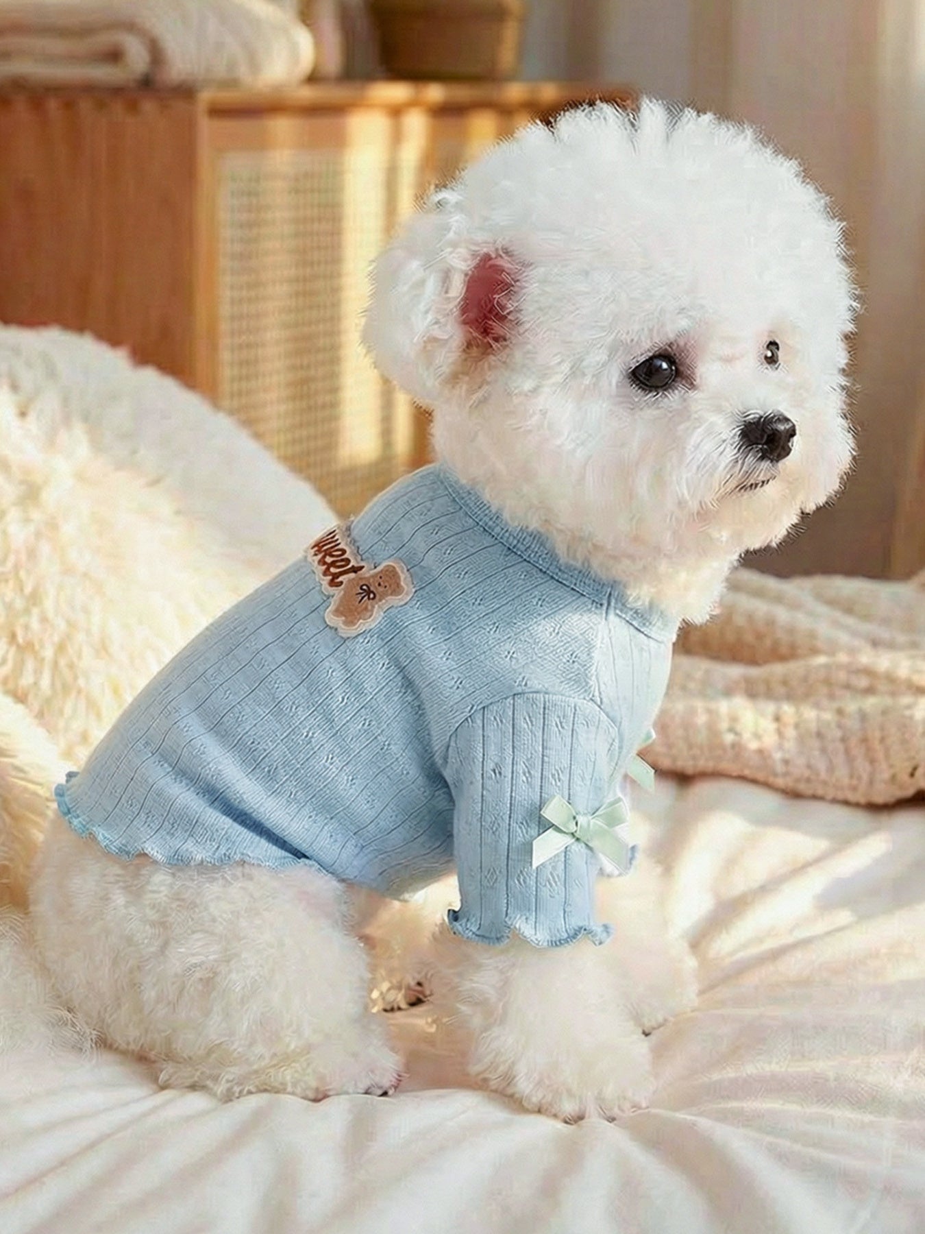 Sweet Bear Patch Ribbed Pet Top - Loving It Shop