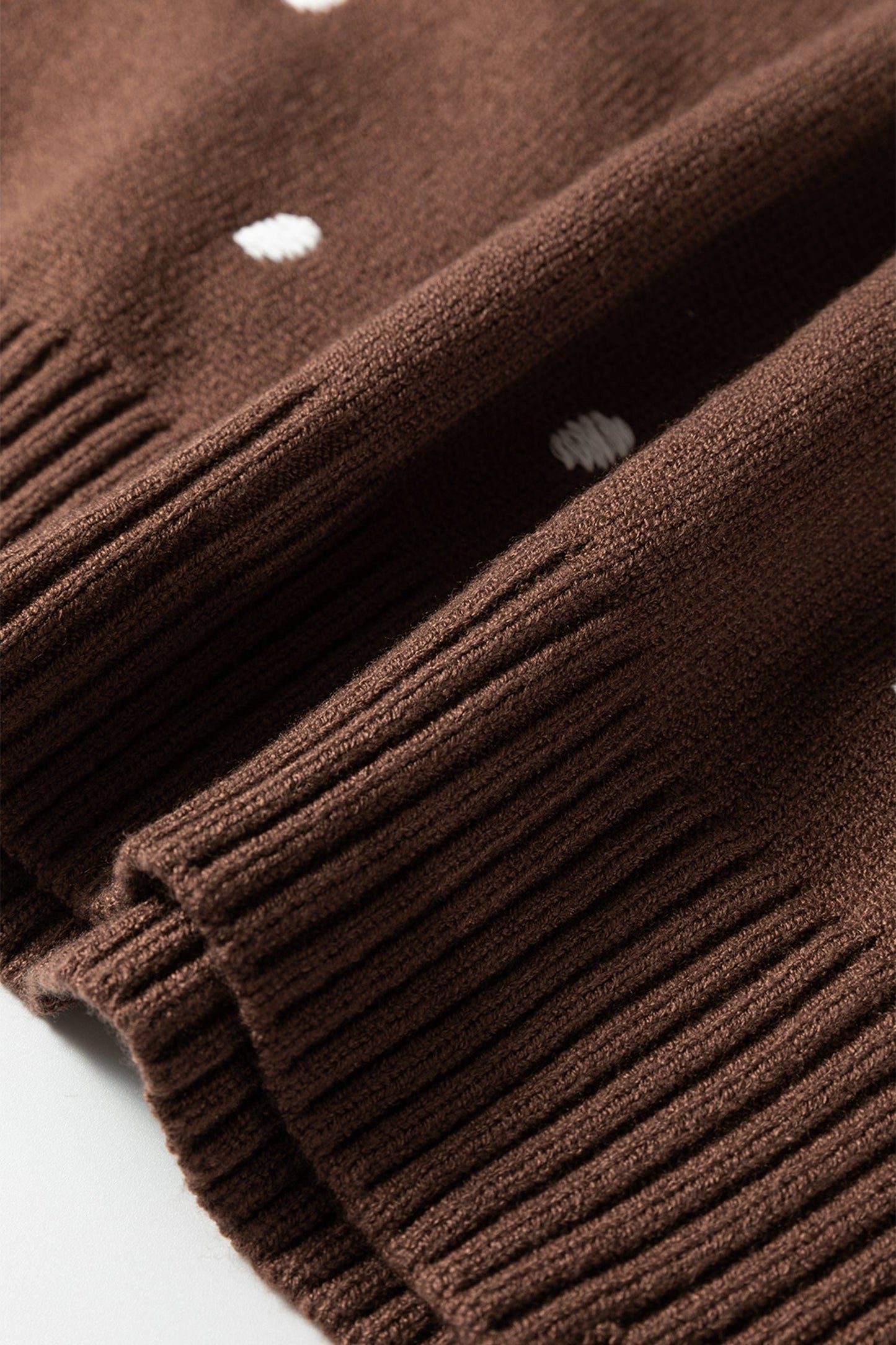 Chestnut Elegant Polka Dot Bubble Short Sleeve Sweater