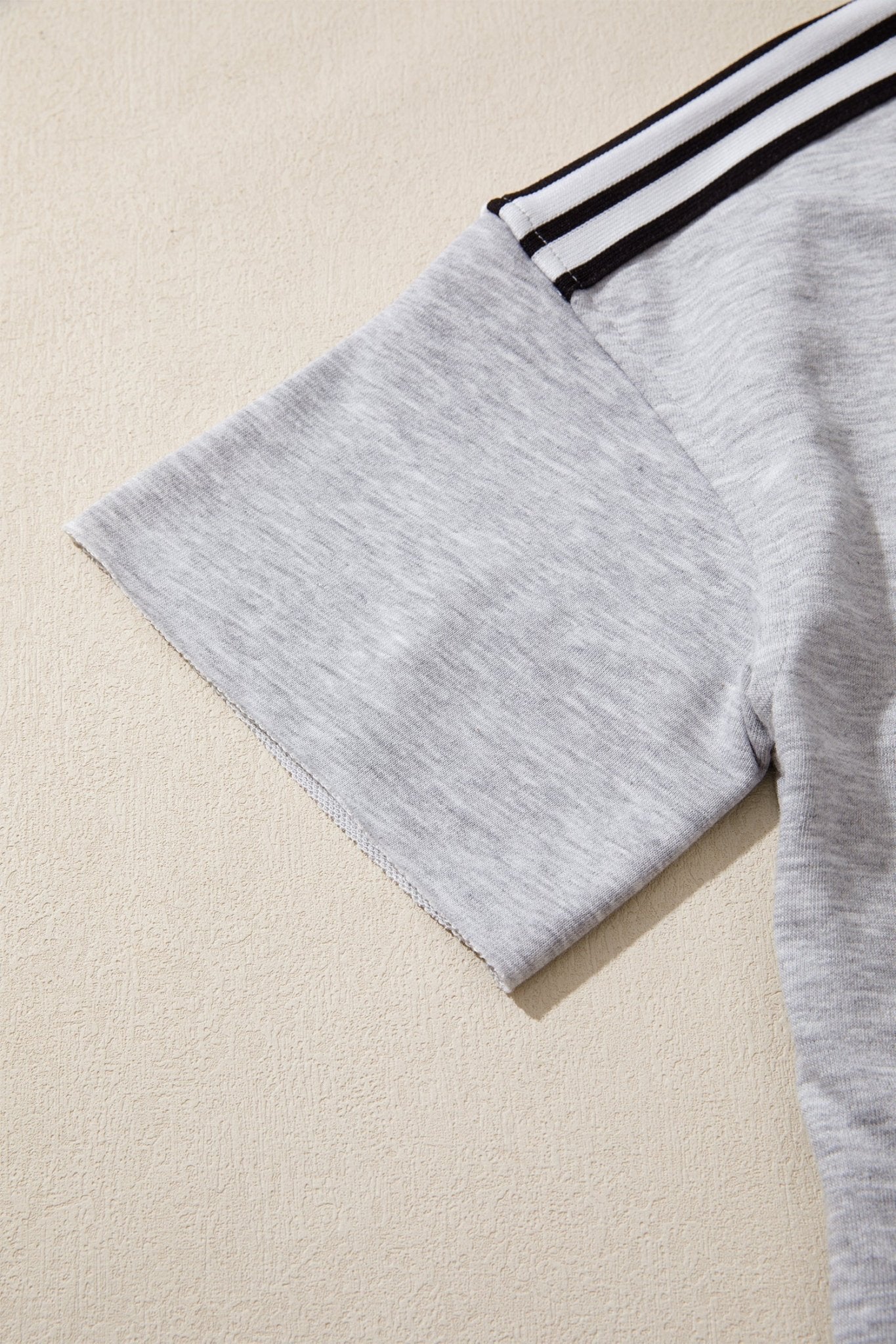 Light Grey Patchwork Detail Raw Edge Oversize Tee - Loving It Shop