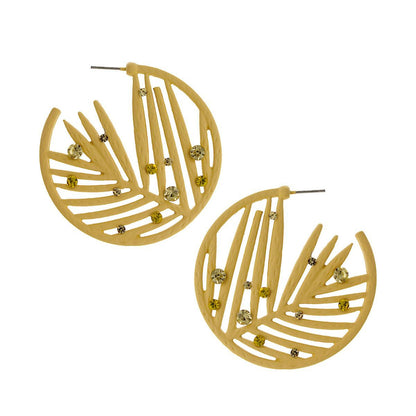 Statement Ivory Rubber Coated Leaf Hoop Earrings Stylish Chic Jewelry