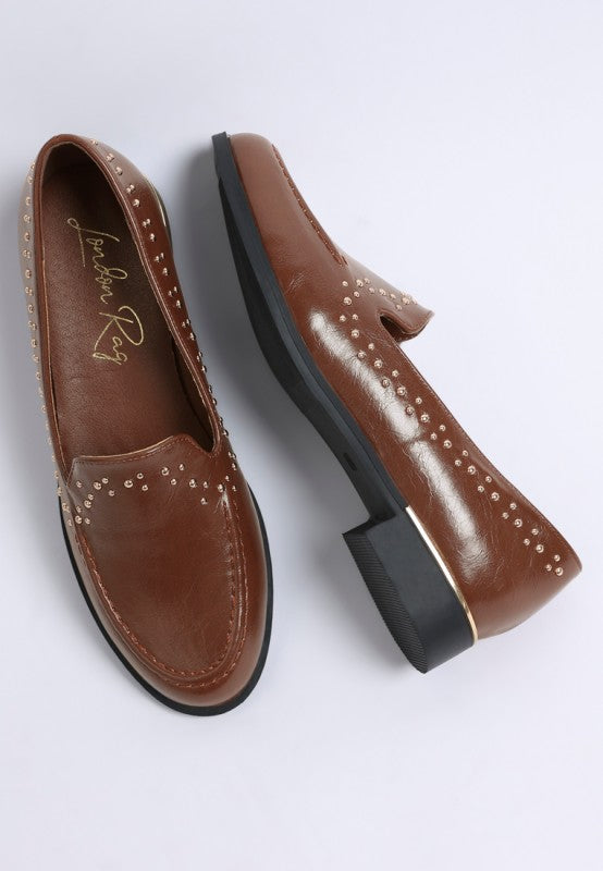 Gonia Studded Faux Leather Loafers