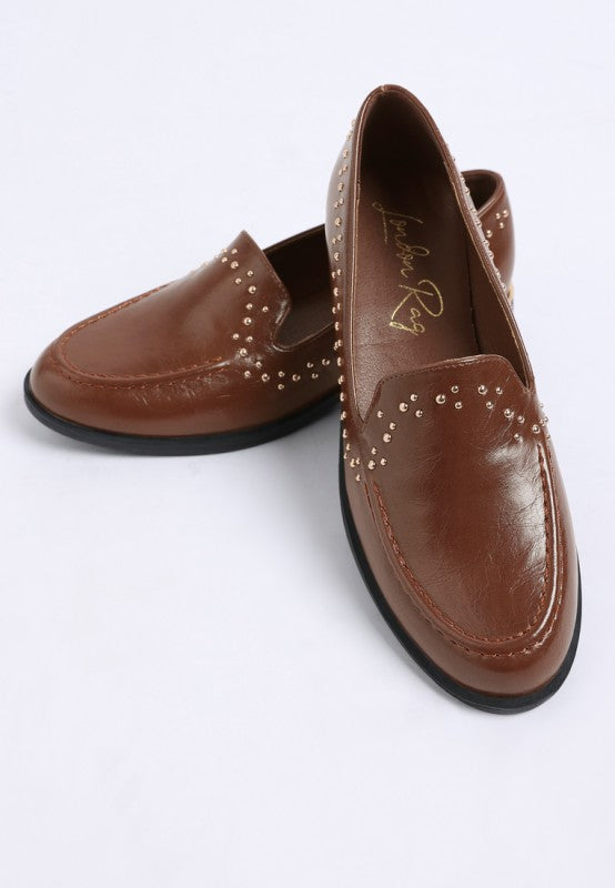 Gonia Studded Faux Leather Loafers
