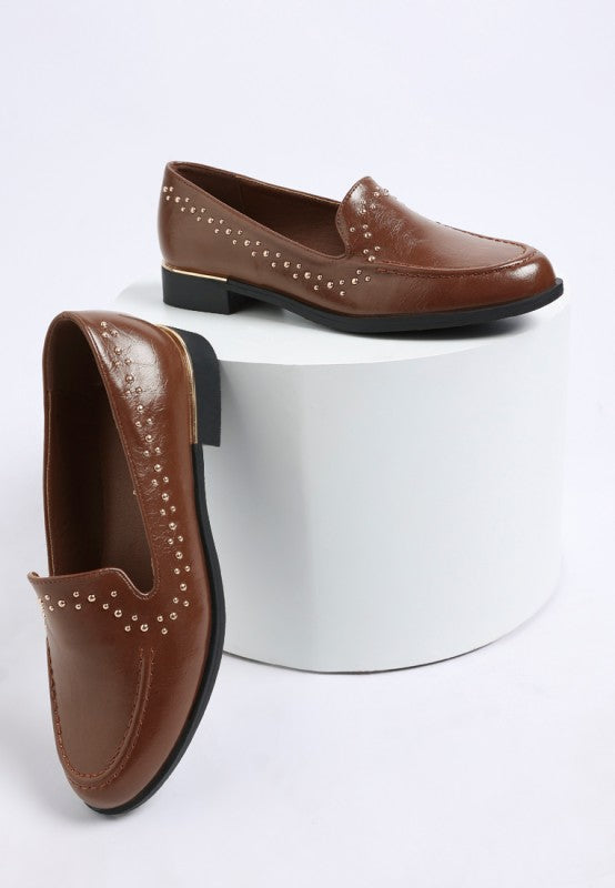 Gonia Studded Faux Leather Loafers