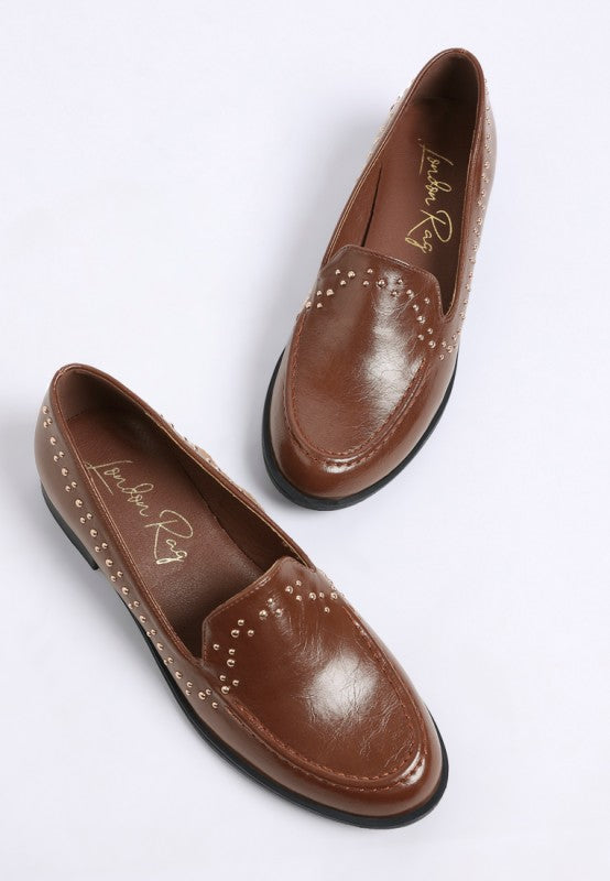 Gonia Studded Faux Leather Loafers