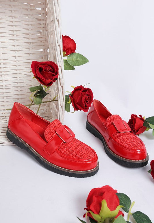 Elaris Tweed & Faux Leather Loafers