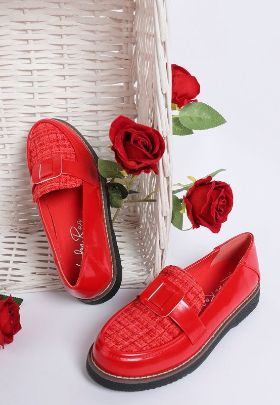 Elaris Tweed & Faux Leather Loafers