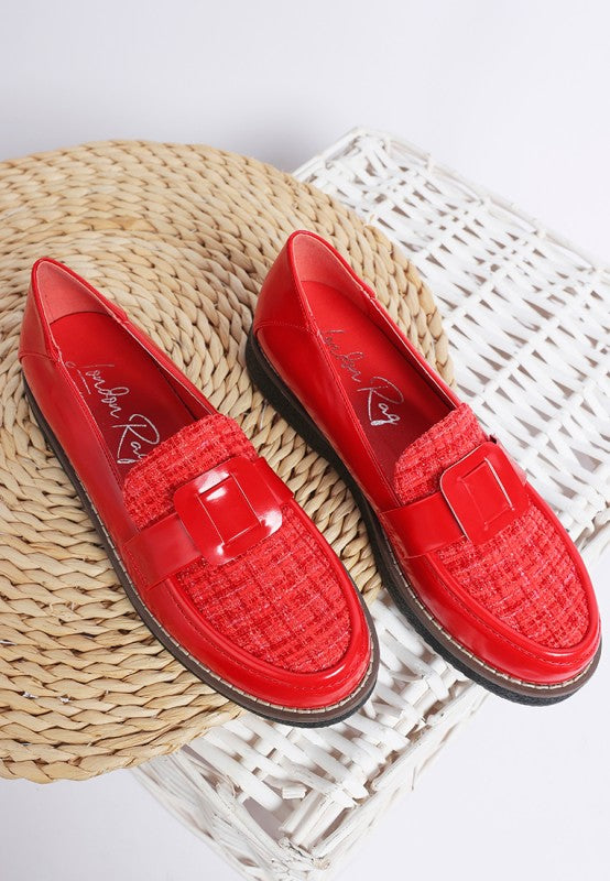 Elaris Tweed & Faux Leather Loafers