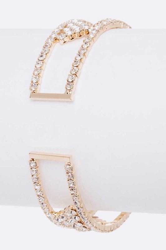 Geo Designed Rhinestone Open Cuff - Loving It Shop