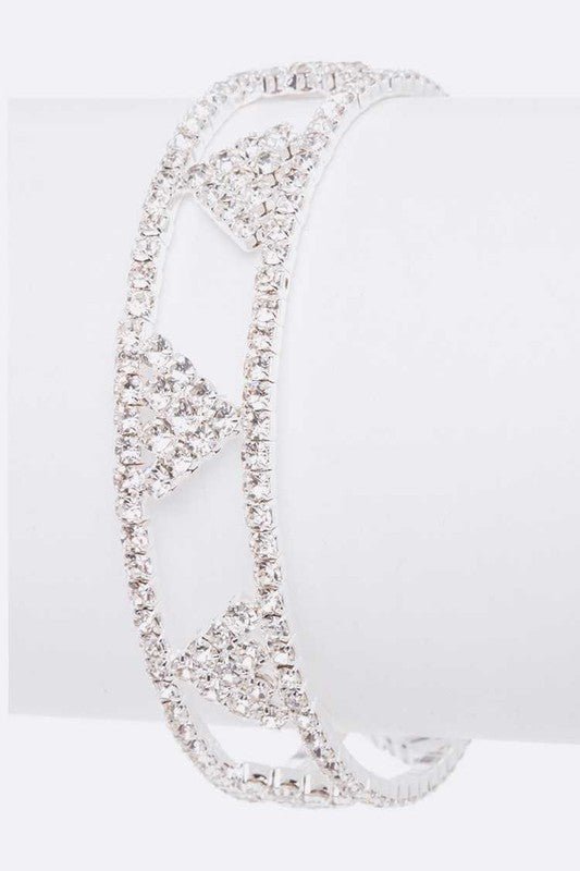 Geo Designed Rhinestone Open Cuff - Loving It Shop