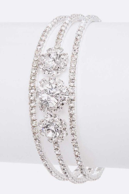 Rhinestone Flower Cuff Bracelet - Loving It Shop