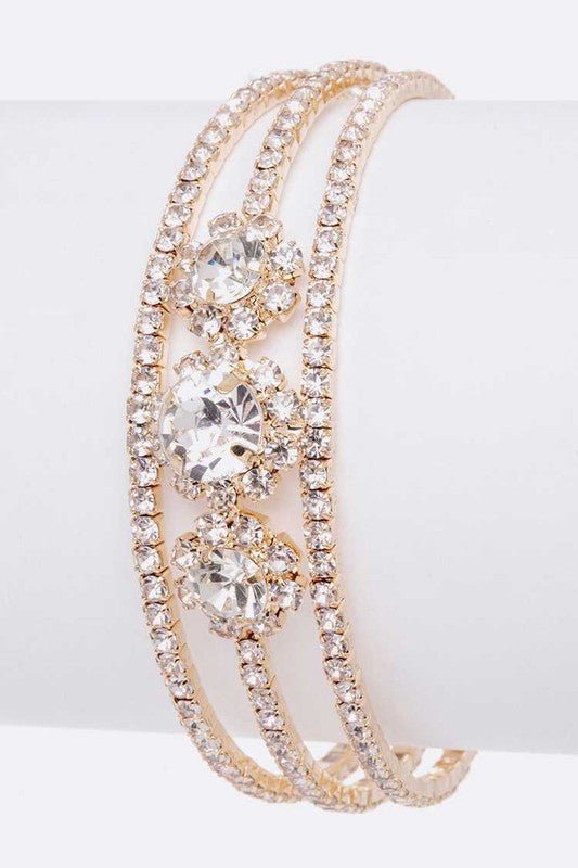 Rhinestone Flower Cuff Bracelet - Loving It Shop