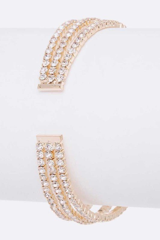 Rhinestone Flower Cuff Bracelet - Loving It Shop