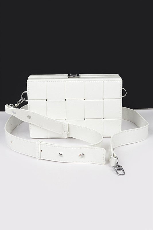 Fashion Handbag Weaved Textured Box Crossbody Bag Stylish Chic Accessory