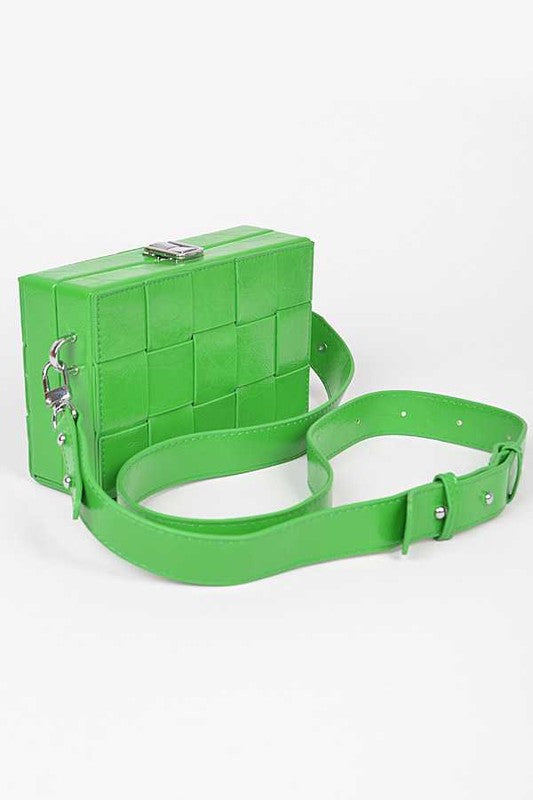 Fashion Handbag Weaved Textured Box Crossbody Bag Stylish Chic Accessory