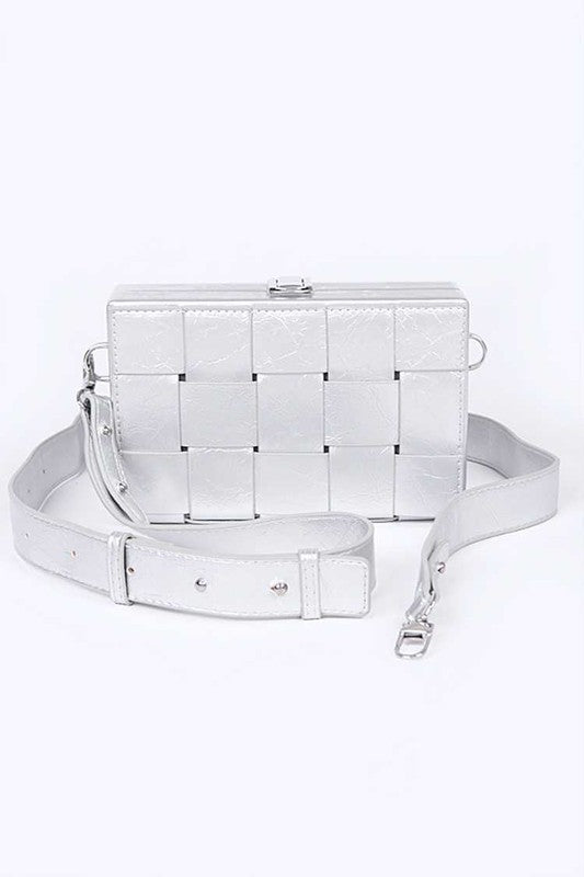 Fashion Handbag Weaved Textured Box Crossbody Bag Stylish Chic Accessory