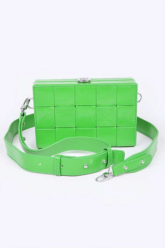Fashion Handbag Weaved Textured Box Crossbody Bag Stylish Chic Accessory
