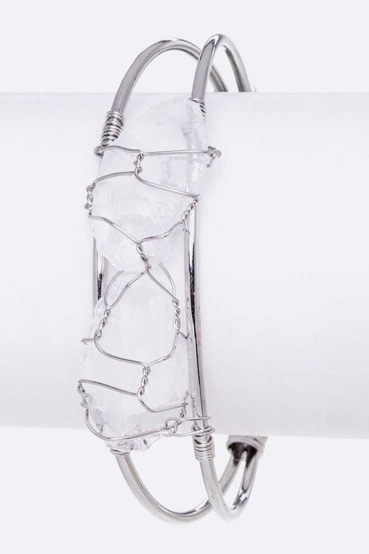 Rock Crystal Wired Adjustable Bangle - Loving It Shop