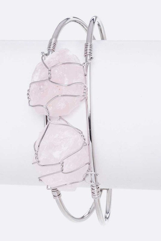 Rock Crystal Wired Adjustable Bangle - Loving It Shop