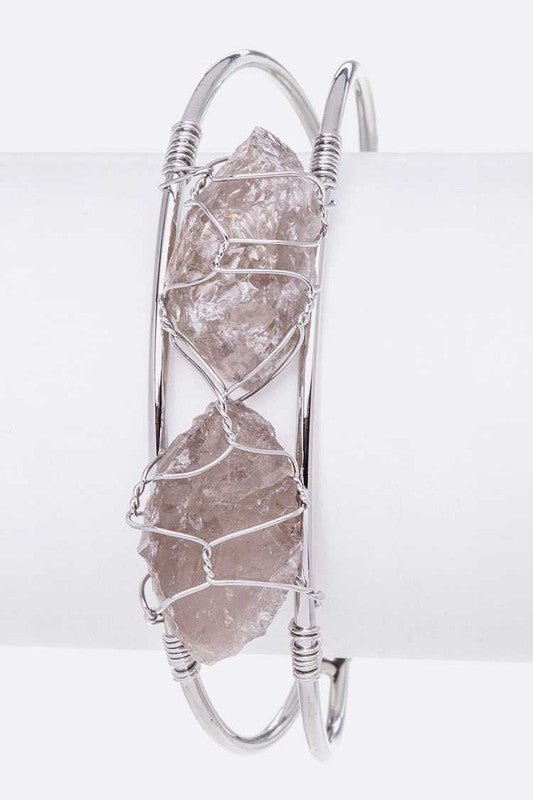 Rock Crystal Wired Adjustable Bangle - Loving It Shop