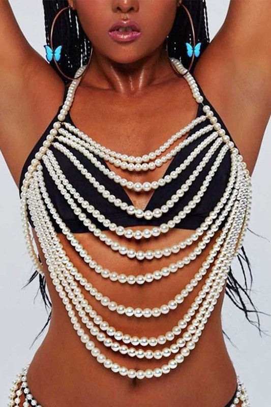 Dramatic Pearls Beaded Body Chain - Loving It Shop