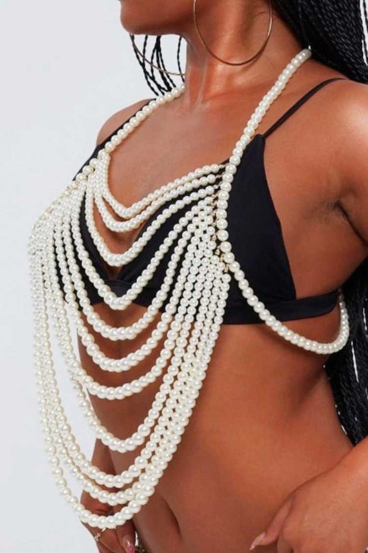 Dramatic Pearls Beaded Body Chain - Loving It Shop