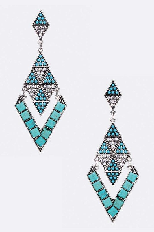 Stone Pave Iconic Geo Western Earrings - Loving It Shop