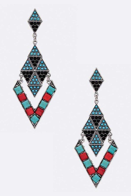 Stone Pave Iconic Geo Western Earrings - Loving It Shop