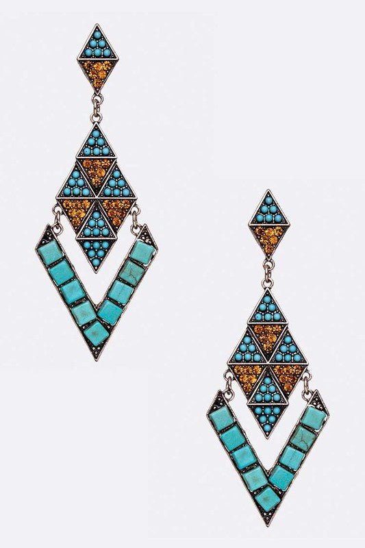 Stone Pave Iconic Geo Western Earrings - Loving It Shop