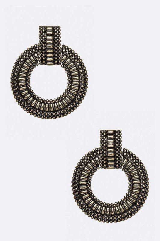 Vintage Inspired Textured Ring Drop Earrings - Loving It Shop