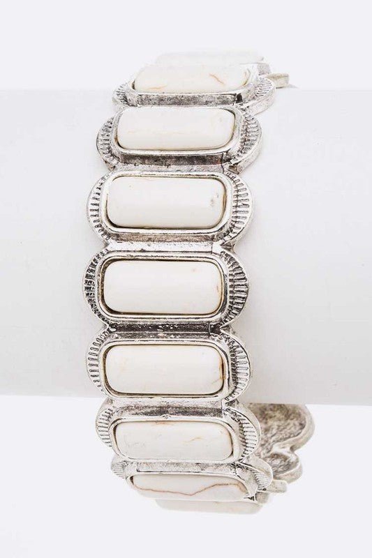 Genuine Stone Iconic Open Cuff Bangle - Loving It Shop